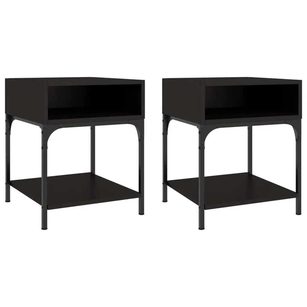 Bedside Tables Storage Cabinet Black 40x41x50 cm 2 Piece Nightstand Pair