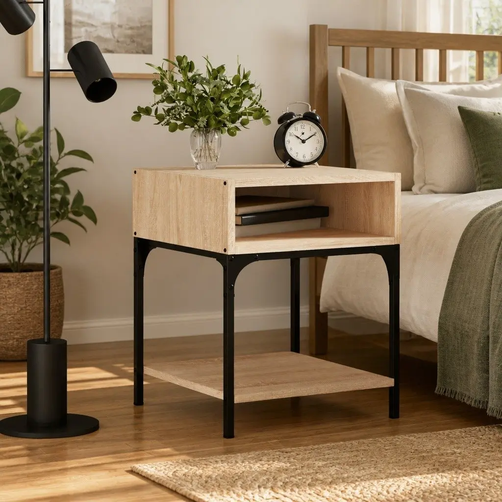 Bedside Table Engineered Wood Brown 40 x 41 x 50 cm