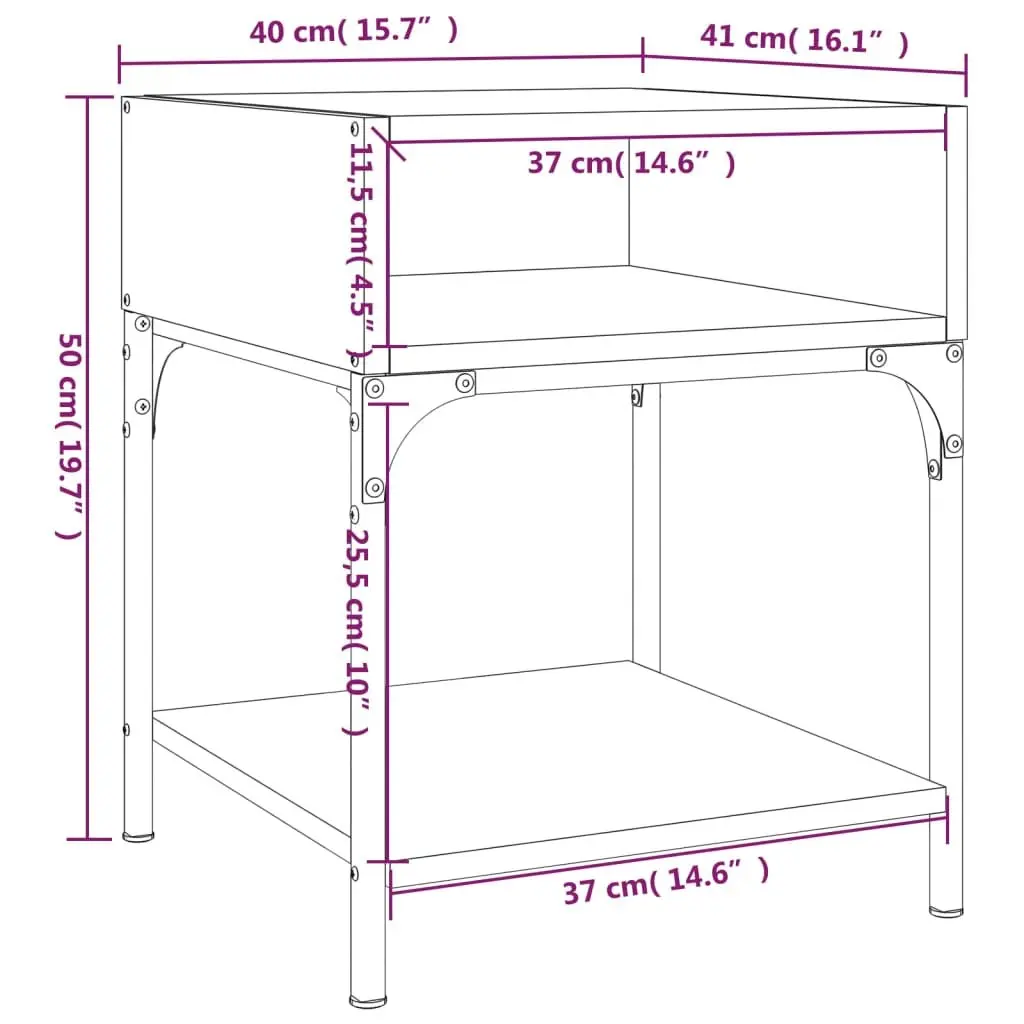 Bedside Table Engineered Wood Brown 40 x 41 x 50 cm
