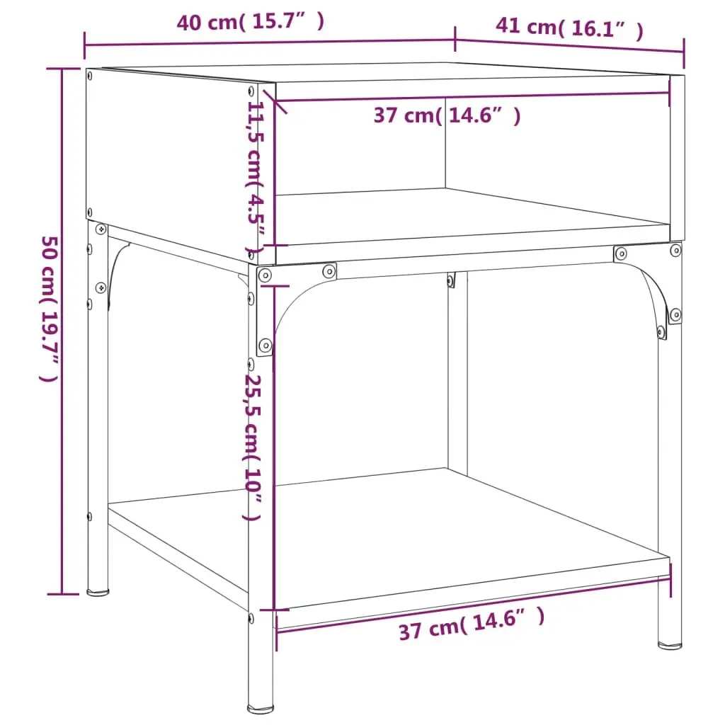 Bedside Tables Brown Engineered Wood 40x41x50 cm 2 Piece Nightstand Cabinet