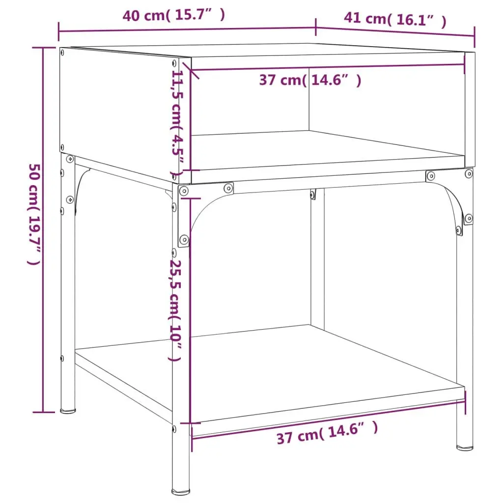 Bedside Tables Grey Sonoma Engineered Wood 40x41x50 cm 2 Piece