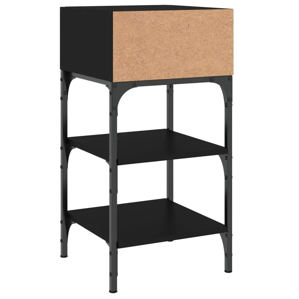 Bedside Table Black 35x34.5x70cm Engineered Wood Nightstand Storage Cabinet