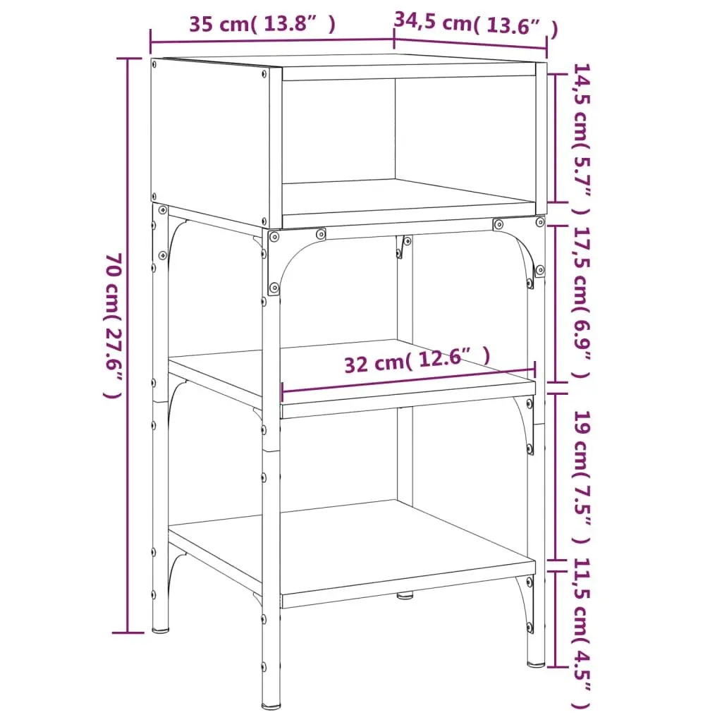 Bedside Tables Black 35x34.5x70 cm Engineered Wood Nightstand Storage 2 pcs