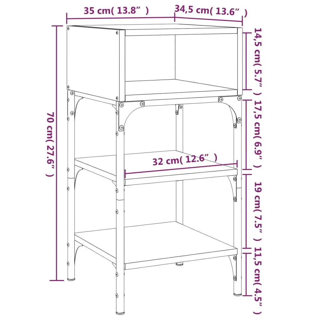 Bedside Tables Brown 35x34.5x70 cm 2 pcs Engineered Wood Nightstand Storage