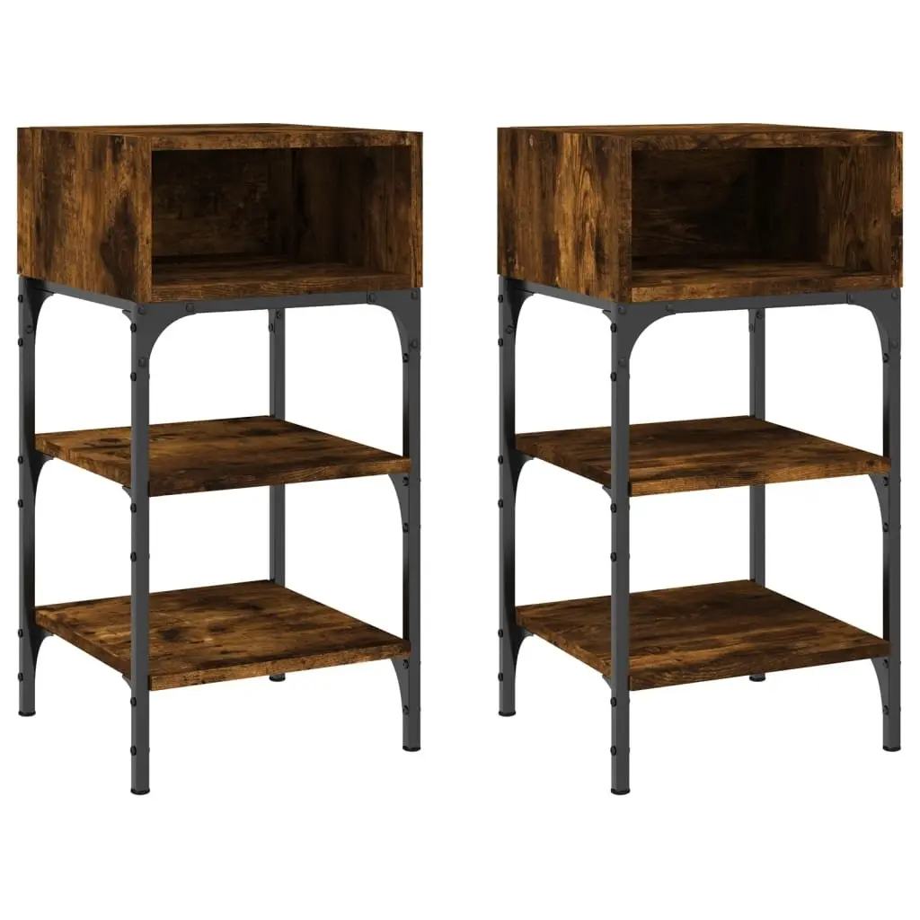Bedside Tables Brown Engineered Wood 35x34.5x70 cm 2 pcs Nightstand Storage