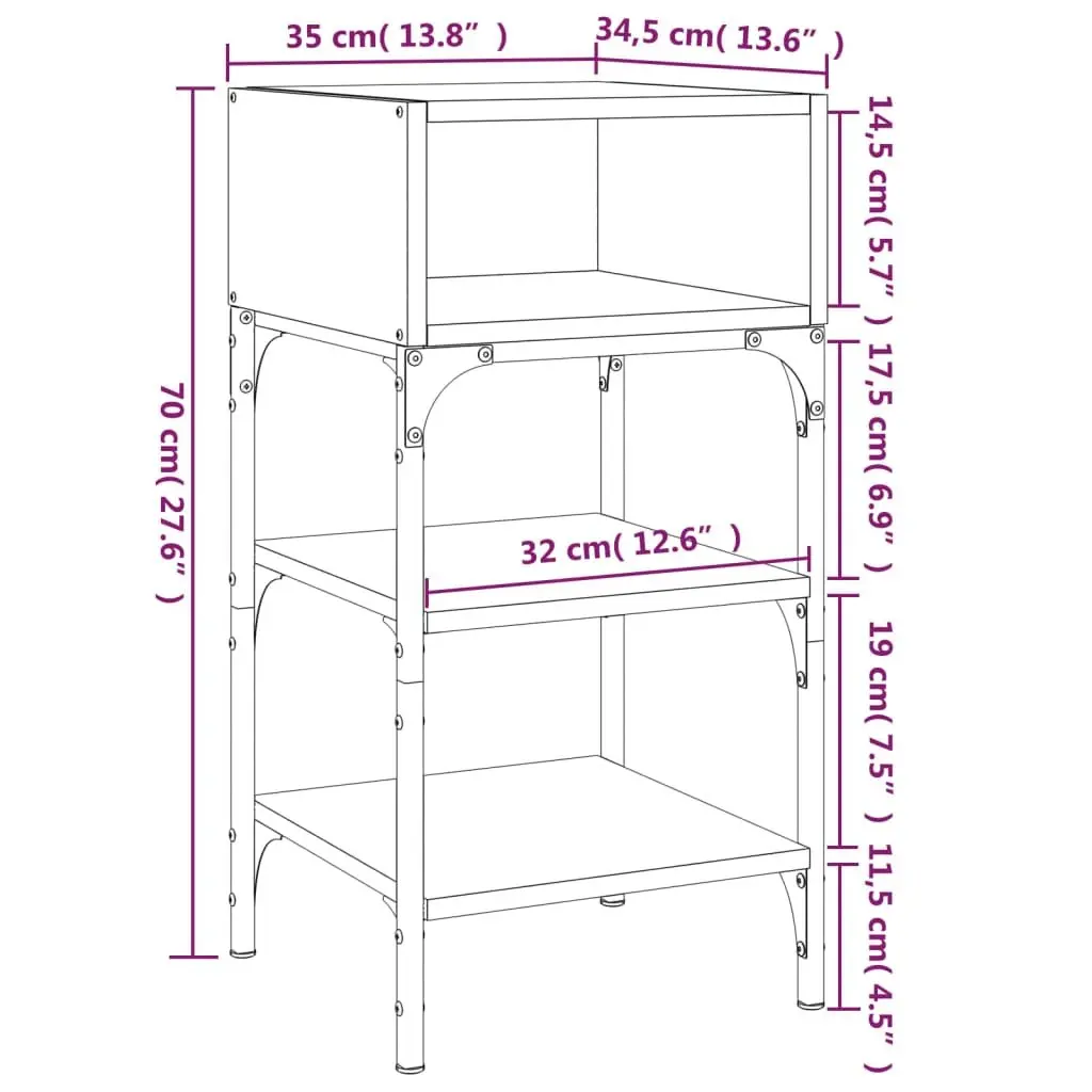 Bedside Tables Grey Sonoma Engineered Wood 35x34.5x70 cm 2 pcs
