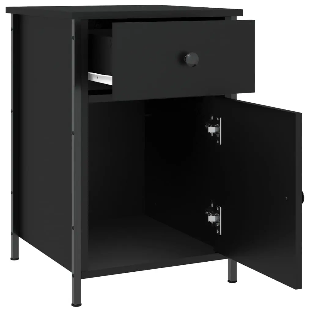 Bedside Cabinets Black 40x42x60 cm Engineered Wood Storage 2 Piece