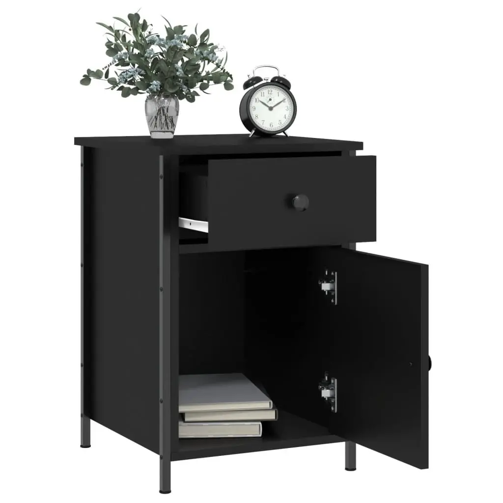 Bedside Cabinets Black 40x42x60 cm Engineered Wood Storage 2 Piece