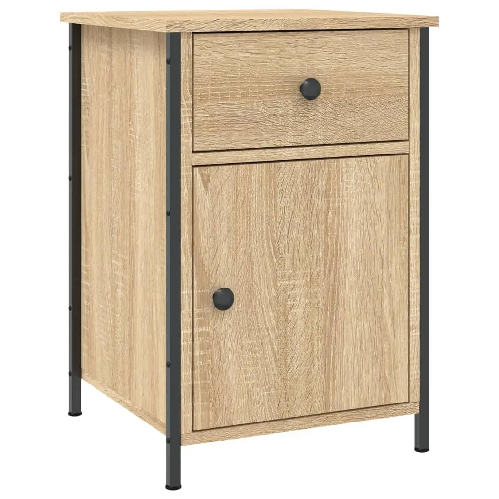 Bedside Cabinet Nightstand Storage Organiser Brown Engineered Wood 2 Piece