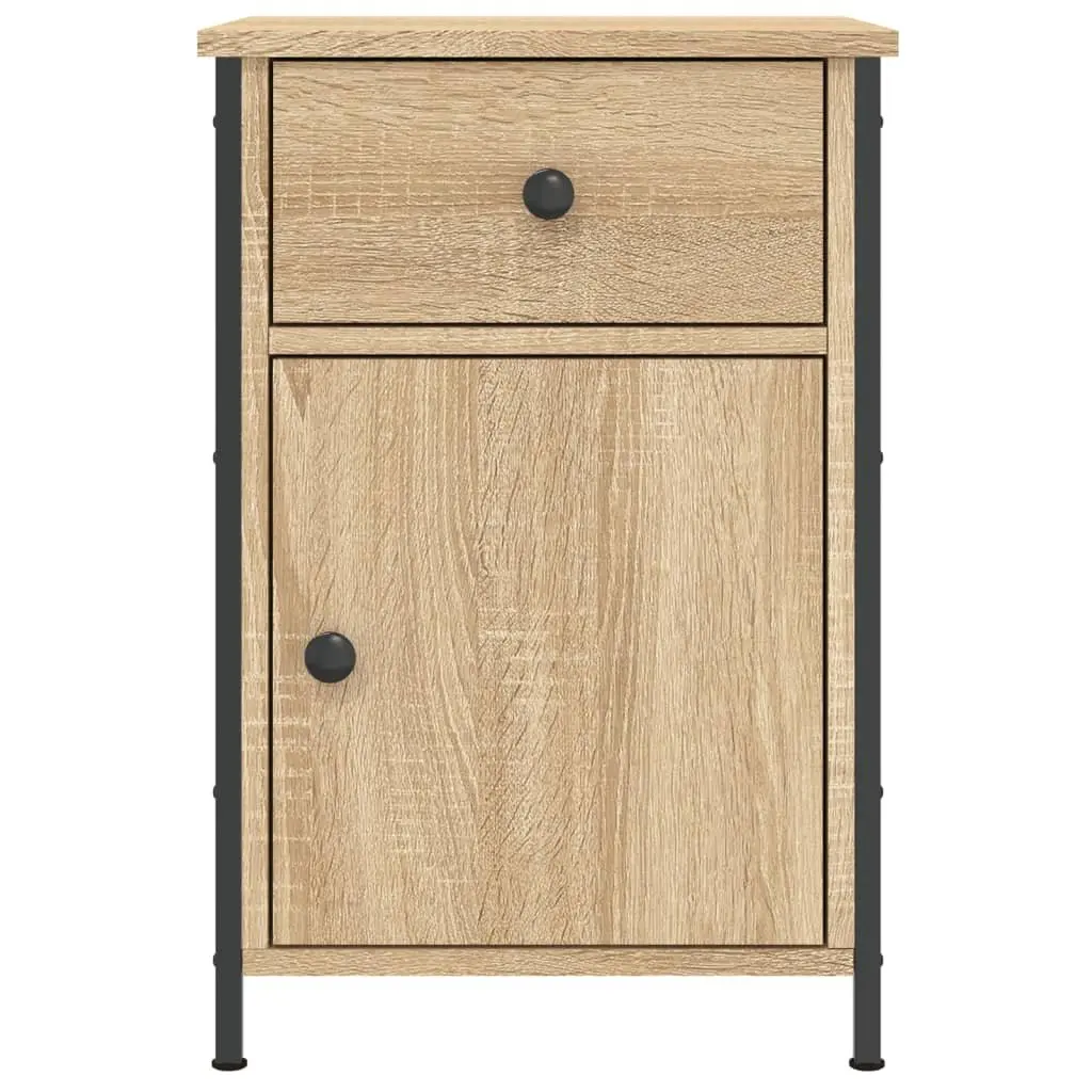 Bedside Cabinet Nightstand Storage Organiser Brown Engineered Wood 2 Piece