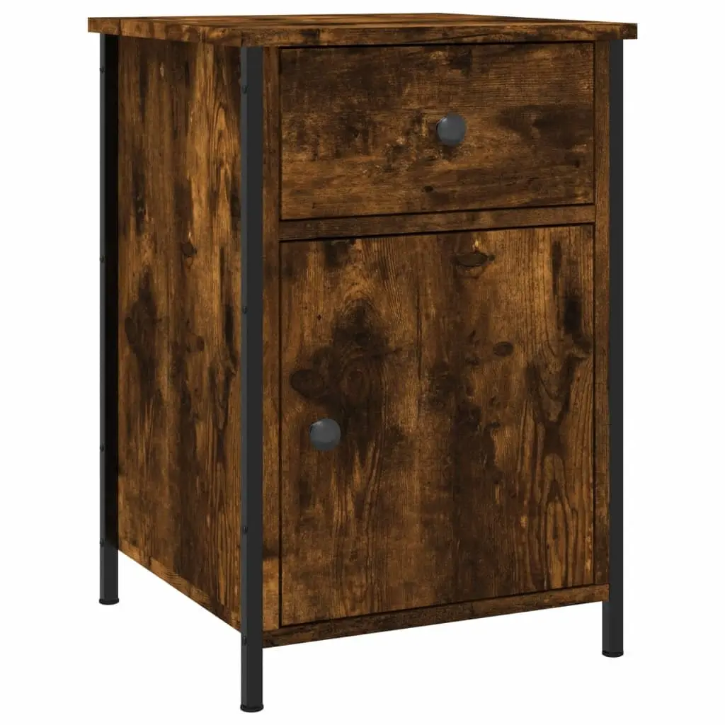 Bedside Cabinets Brown Engineered Wood Nightstands 2 Piece