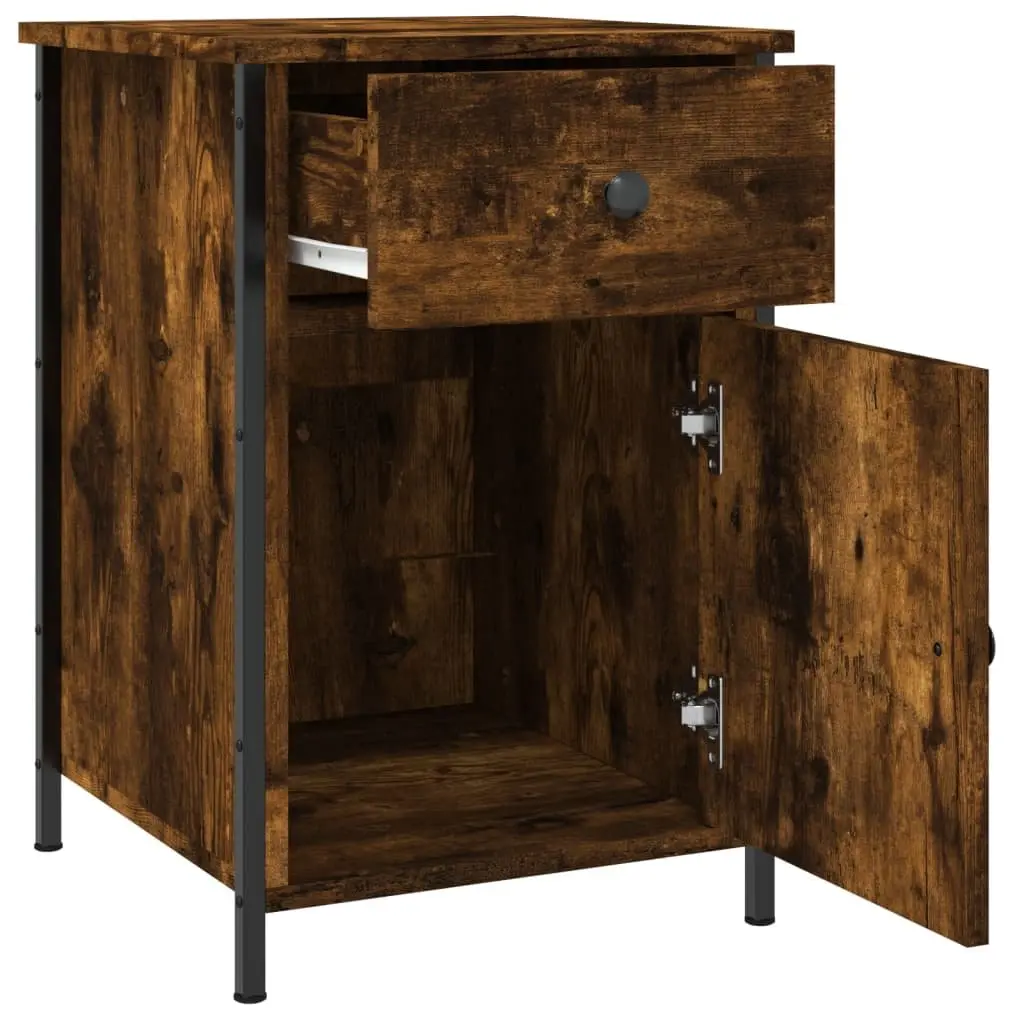Bedside Cabinets Brown Engineered Wood Nightstands 2 Piece