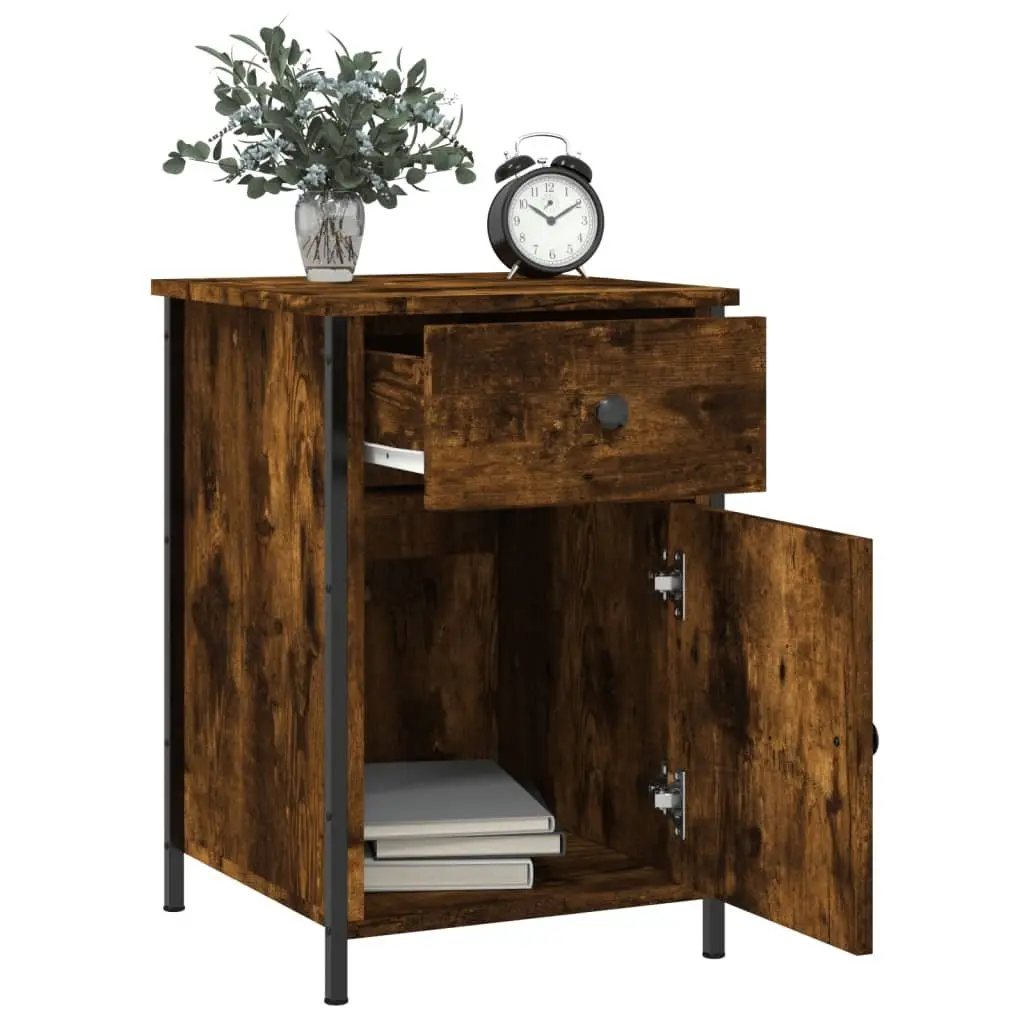 Bedside Cabinets Brown Engineered Wood Nightstands 2 Piece