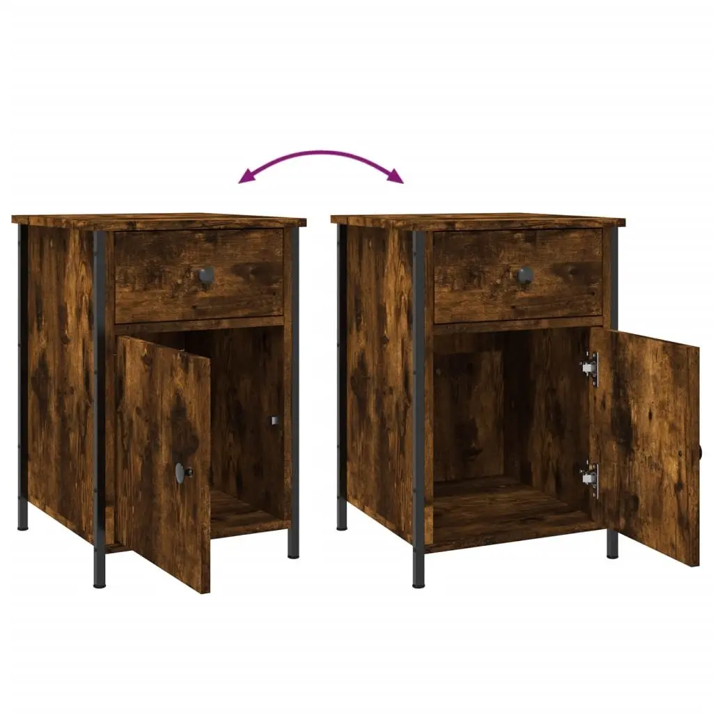 Bedside Cabinets Brown Engineered Wood Nightstands 2 Piece