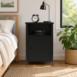 Bedside Cabinet Black 40x42x60 cm Storage Nightstand Table Engineered Wood
