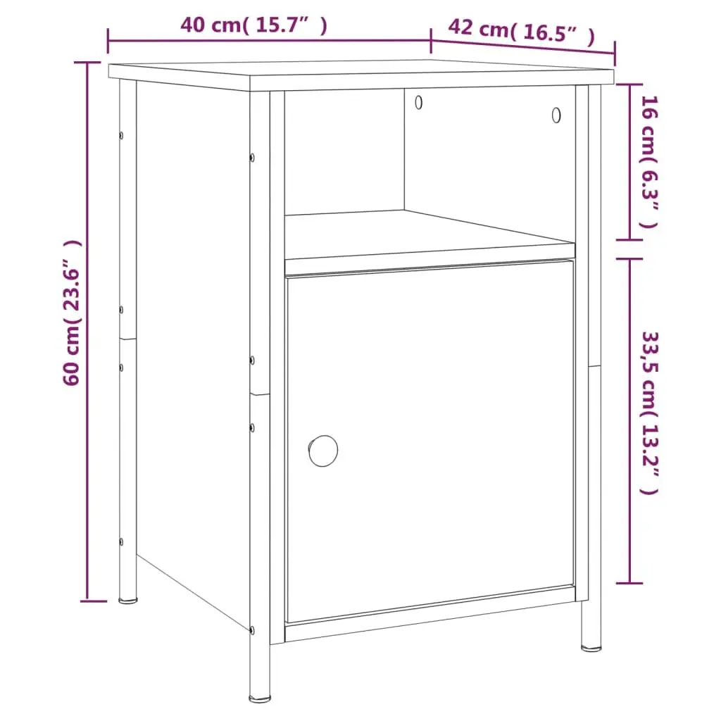 Black Nightstand 40x42x60 cm for Style