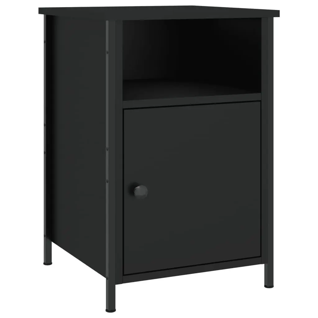 Bedside Cabinets 2 pcs Black Engineered Wood Nightstands Storage Organiser