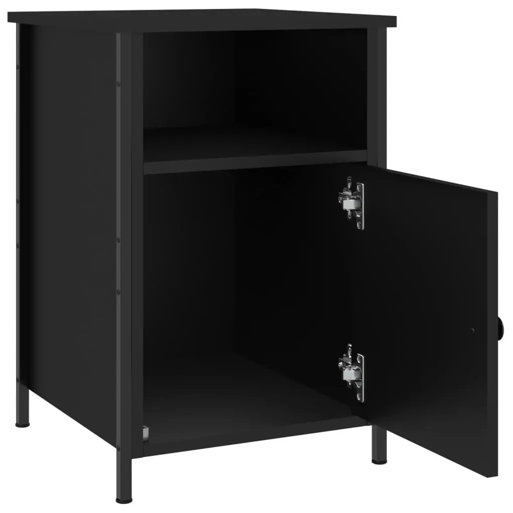 Bedside Cabinets 2 pcs Black Engineered Wood Nightstands Storage Organiser