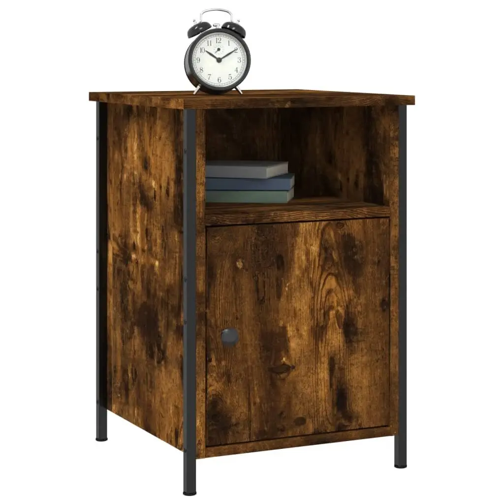 Bedside Cabinet 40x42x60cm Engineered Wood Smoked Oak Storage Nightstand Table