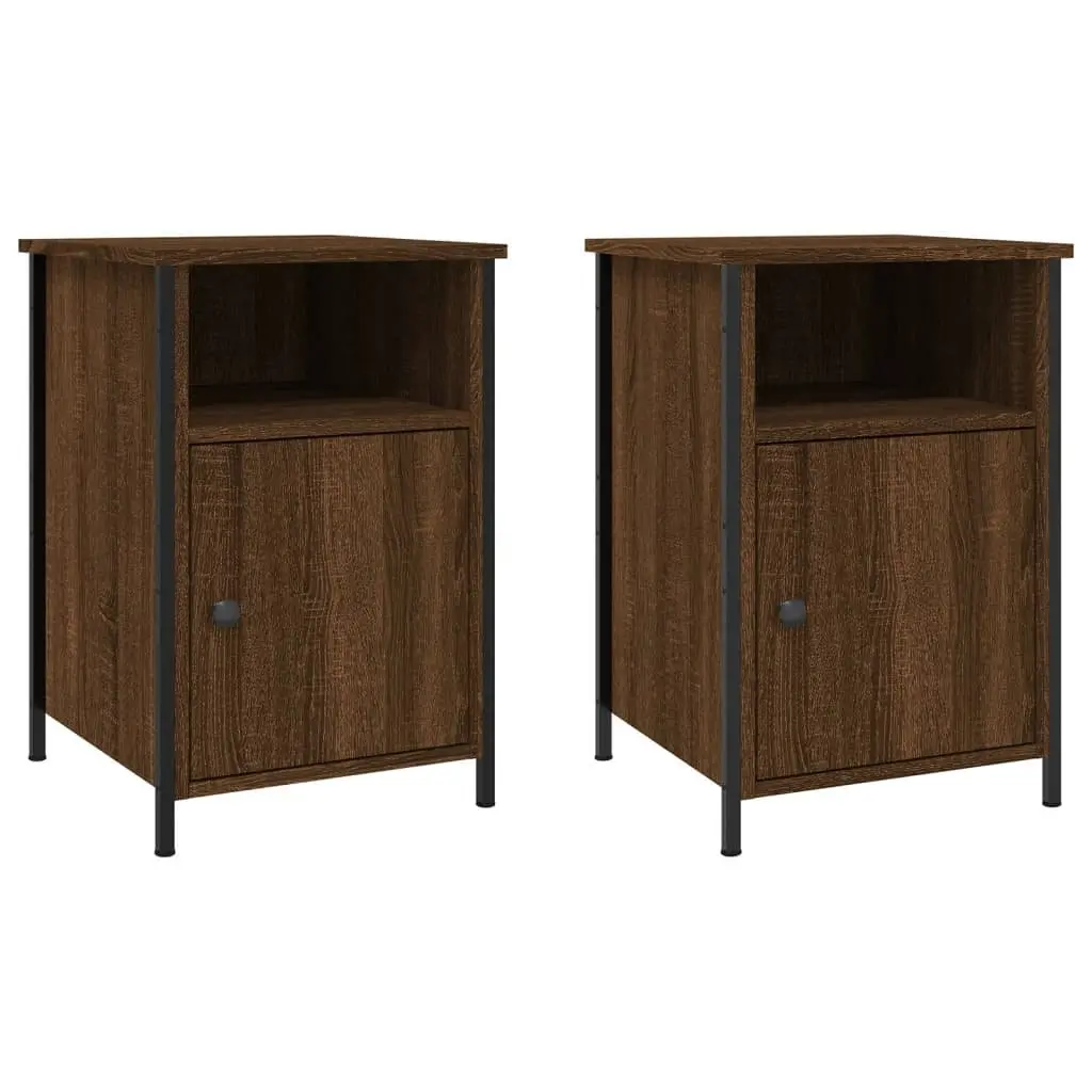 Bedside Cabinets 2 pcs Brown Oak 40x42x60 cm Storage Nightstand Engineered Wood