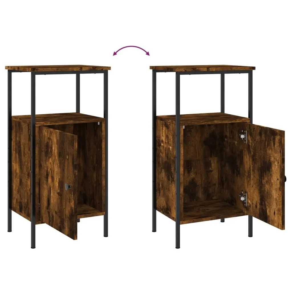 Bedside Cabinets Industrial Style Brown Engineered Wood 2 Piece