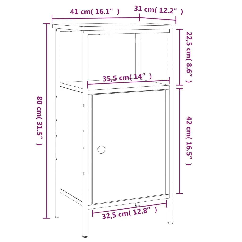 Bedside Cabinets Industrial Style Grey Sonoma 2 pcs 41 x 31 x 80 cm