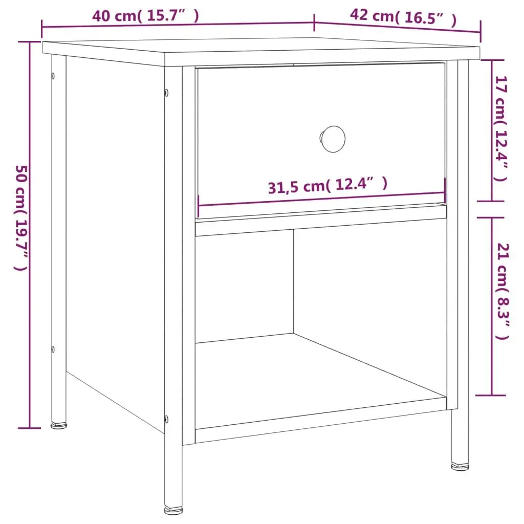 Bedside Cabinets Black 40x42x50 cm 2 Piece Storage Nightstand Bedroom Furniture