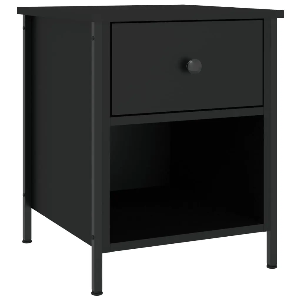 Bedside Cabinets Black 40x42x50 cm 2 Piece Storage Nightstand Bedroom Furniture