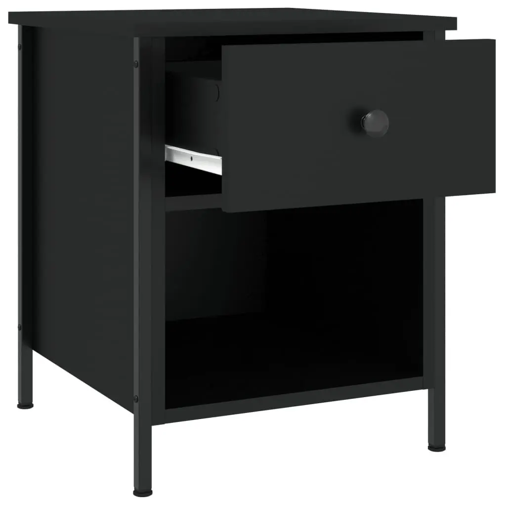Bedside Cabinets Black 40x42x50 cm 2 Piece Storage Nightstand Bedroom Furniture