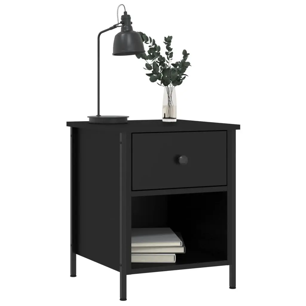 Bedside Cabinets Black 40x42x50 cm 2 Piece Storage Nightstand Bedroom Furniture