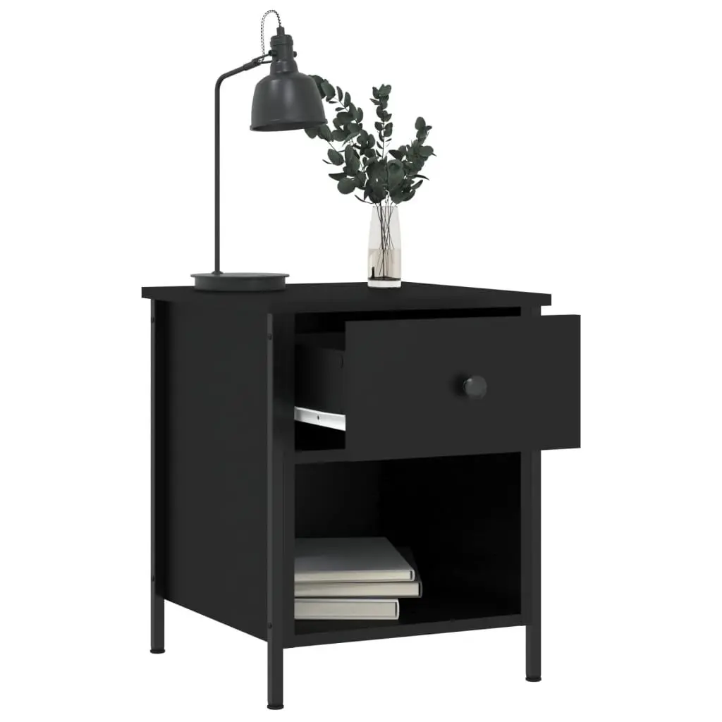 Bedside Cabinets Black 40x42x50 cm 2 Piece Storage Nightstand Bedroom Furniture