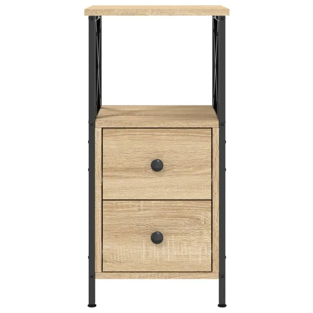 Bedside Cabinets Compact Brown Engineered Wood 34x35.5x70 cm 2 Piece Storage Nightstands