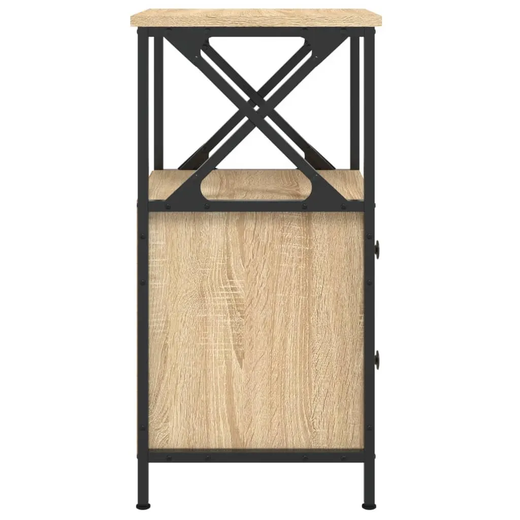 Bedside Cabinets Compact Brown Engineered Wood 34x35.5x70 cm 2 Piece Storage Nightstands