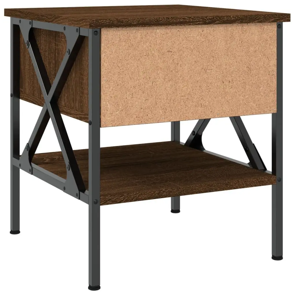 Bedside Tables Industrial Style Brown Oak Engineered Wood 2 Piece