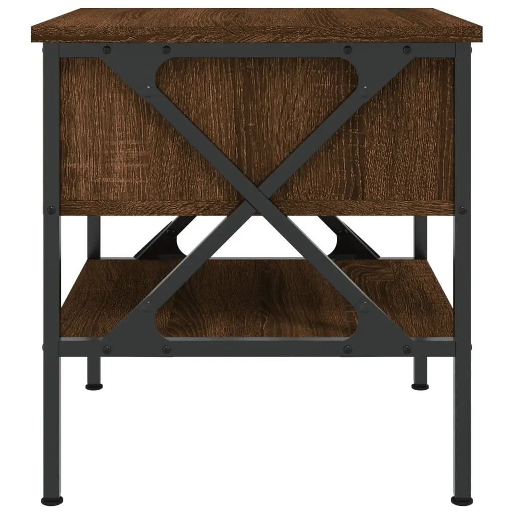Bedside Tables Industrial Style Brown Oak Engineered Wood 2 Piece