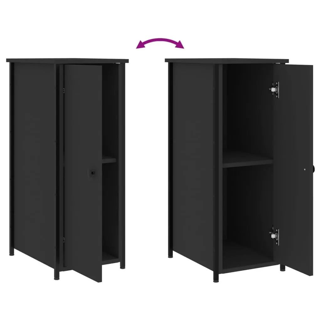 Bedside Cabinets 2 pcs Black 32x42x80 cm Industrial Nightstand Storage