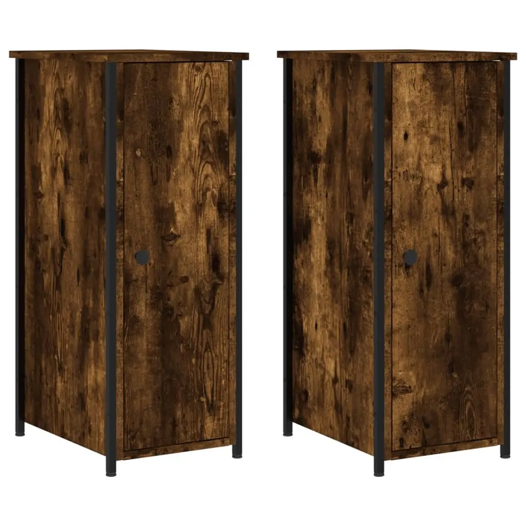 Bedside Cabinets 2 pcs Brown 32x42x80 cm Industrial Style Nightstand Storage