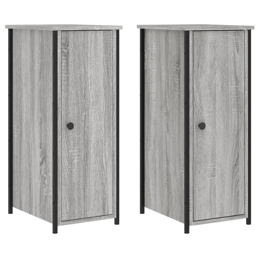 Bedside Cabinets 2 pcs Grey Sonoma Industrial Style Engineered Wood Storage
