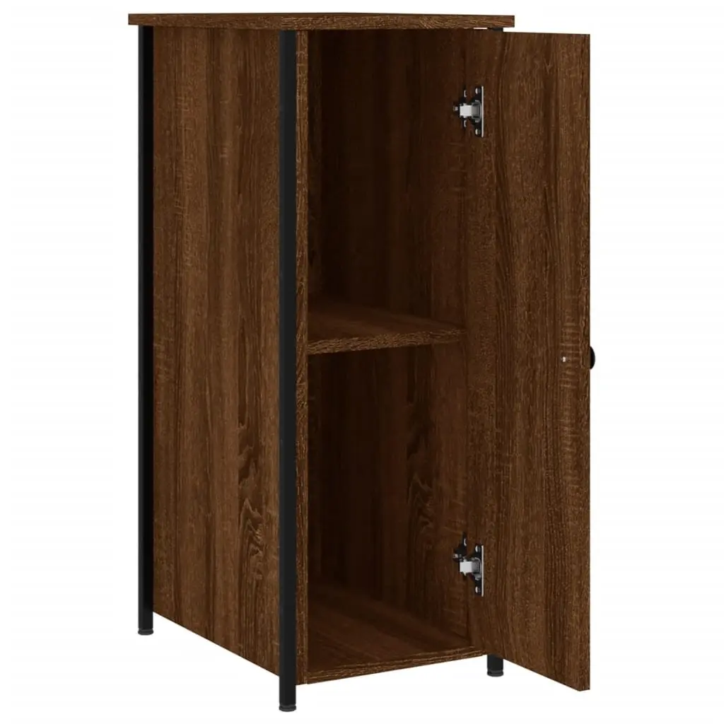 Bedside Cabinet Industrial Style Brown Oak Engineered Wood 32x42x80cm