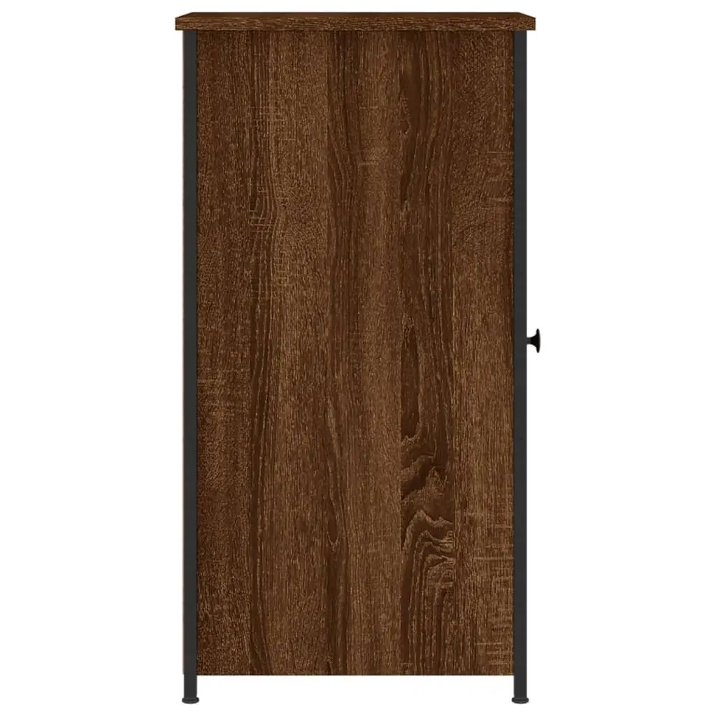 Bedside Cabinet Industrial Style Brown Oak Engineered Wood 32x42x80cm