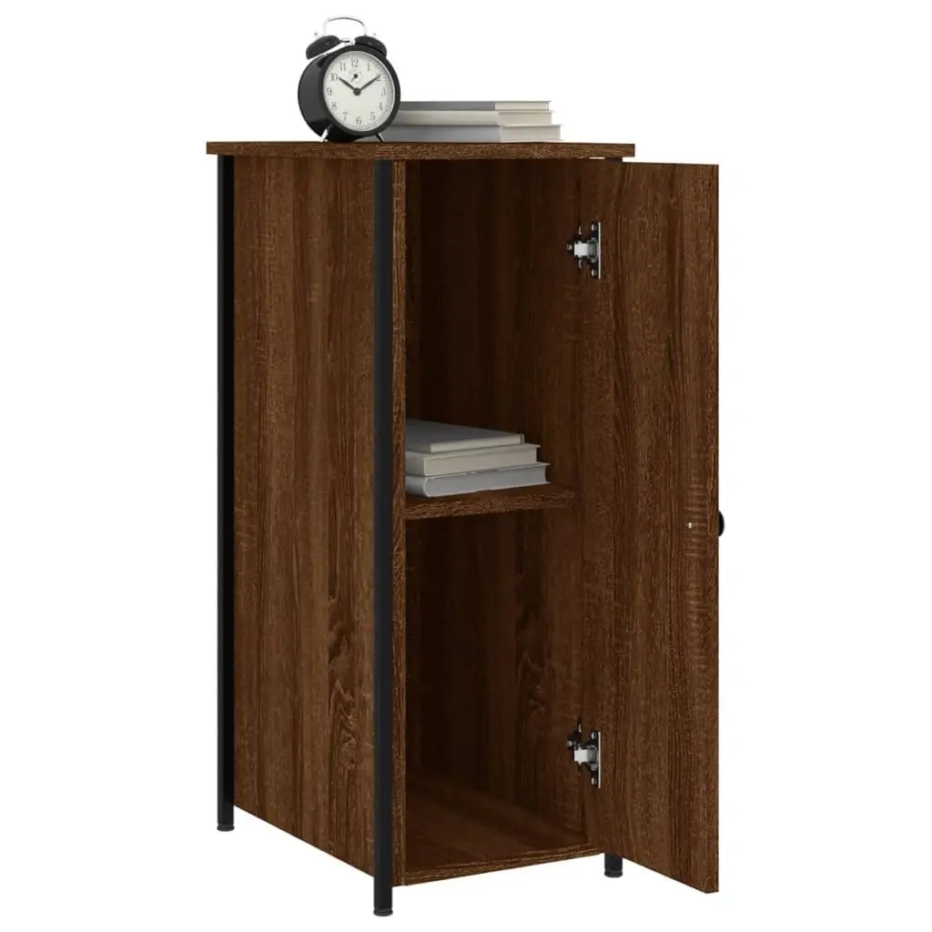 Bedside Cabinet Industrial Style Brown Oak Engineered Wood 32x42x80cm