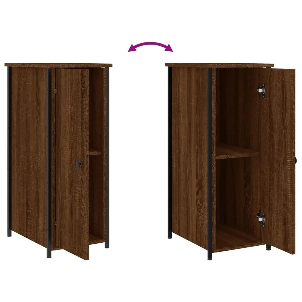 Bedside Cabinet Industrial Style Brown Oak Engineered Wood 32x42x80cm