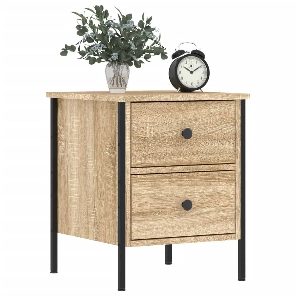 Bedside Cabinets Industrial Style Brown Engineered Wood 2 pcs with Drawers Storage