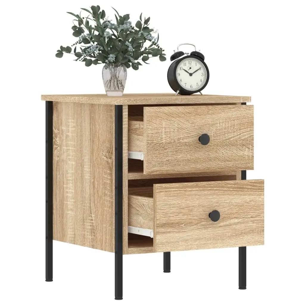 Bedside Cabinets Industrial Style Brown Engineered Wood 2 pcs with Drawers Storage