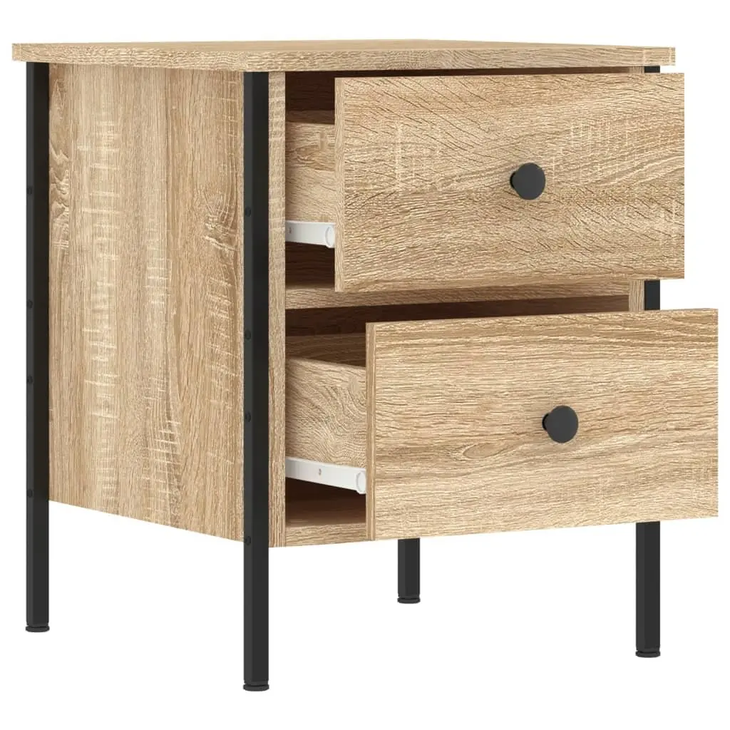 Bedside Cabinets Industrial Style Brown Engineered Wood 2 pcs with Drawers Storage