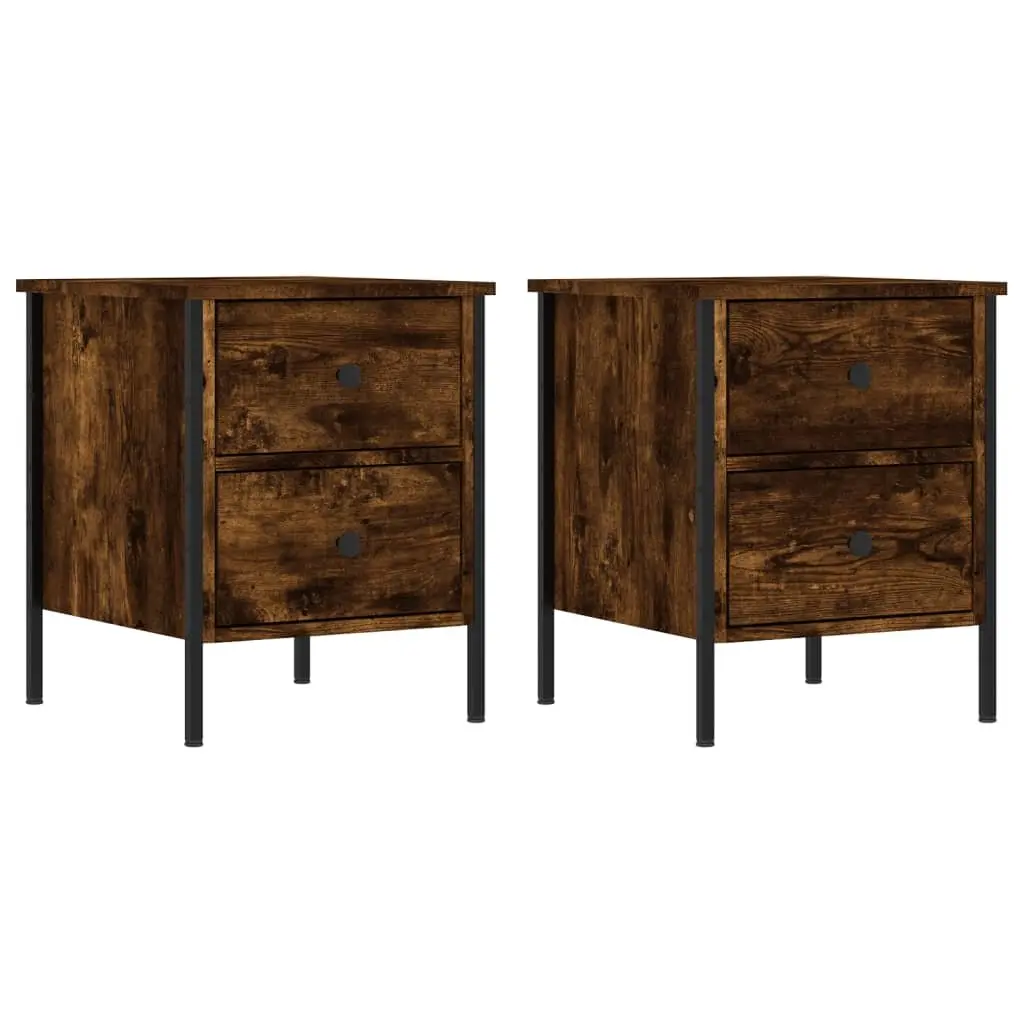 Bedside Cabinets Industrial Style Brown Engineered Wood 2 pcs