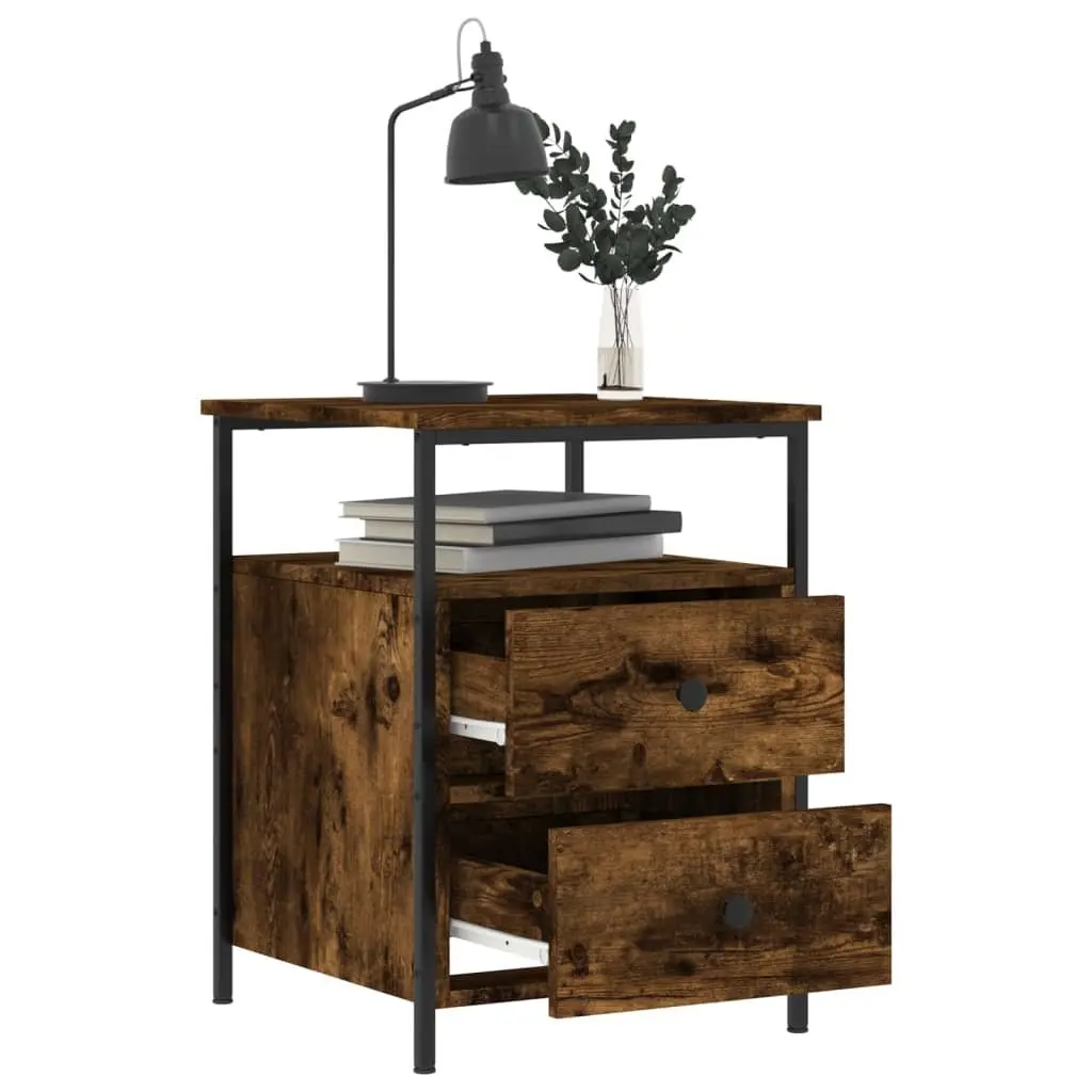 Bedside Cabinets 2 pcs Brown Engineered Wood Nightstands Storage Side Tables