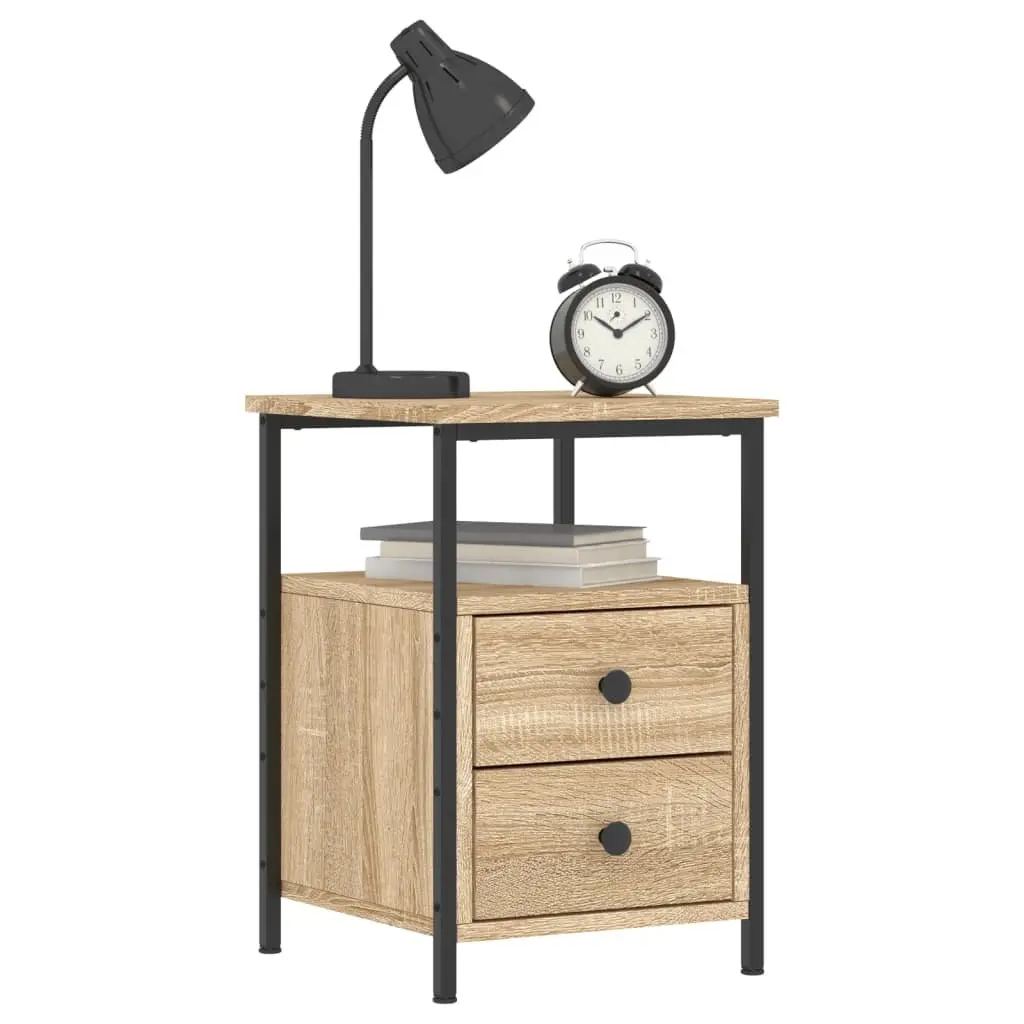 Bedside Cabinets 2 pcs Brown Engineered Wood Nightstand Storage Side Table