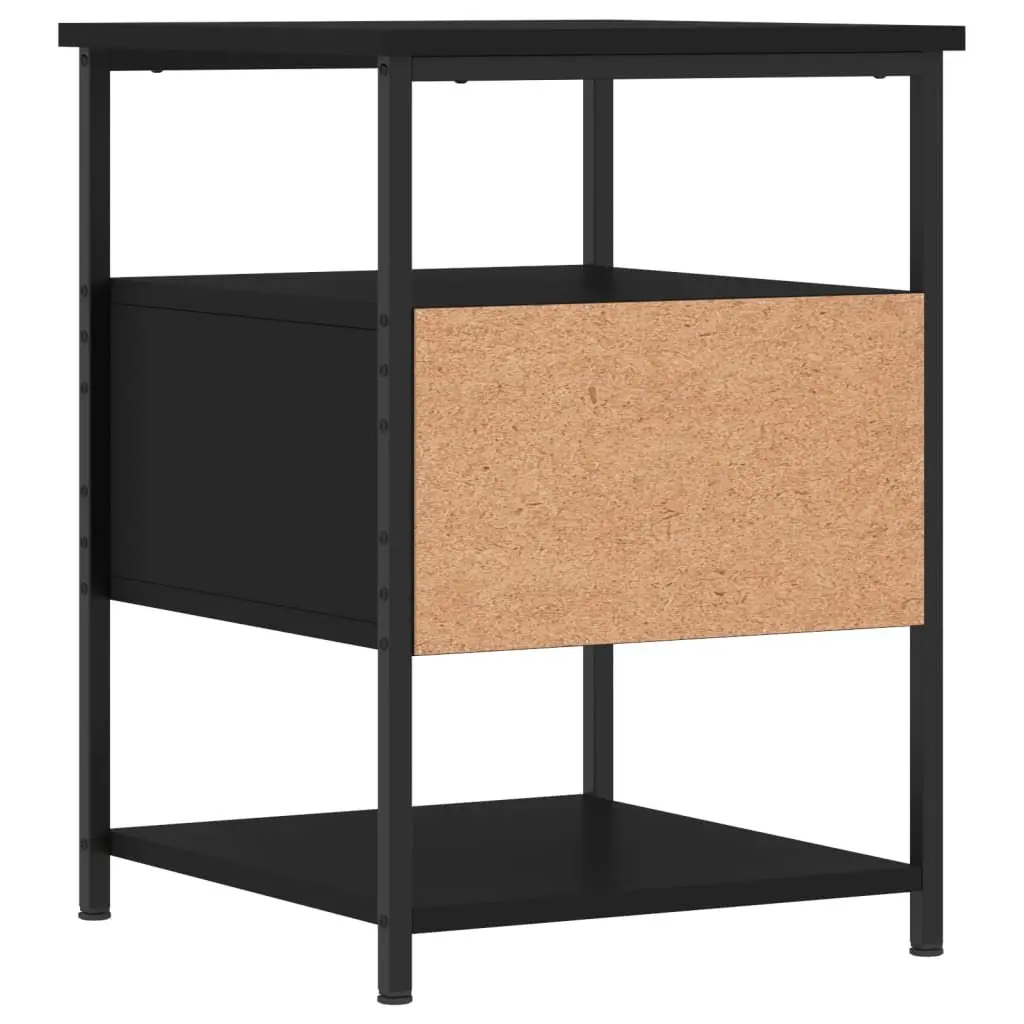 Bedside Cabinet Black Bedroom Nightstand Storage Table Compact Design 40x42x56cm