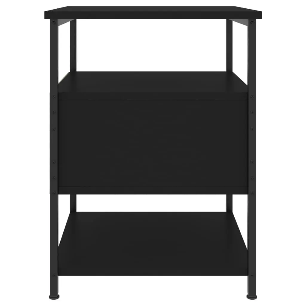 Bedside Cabinet Black Bedroom Nightstand Storage Table Compact Design 40x42x56cm